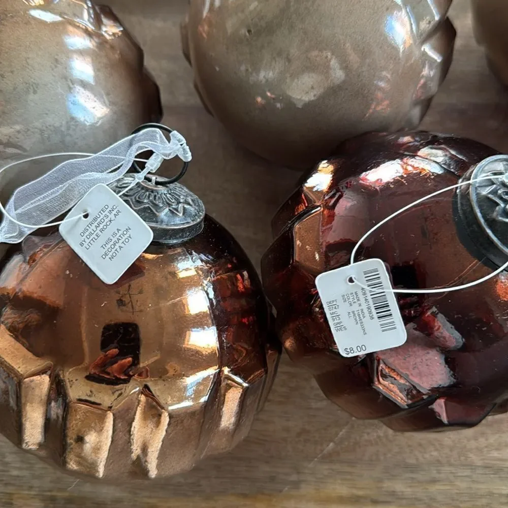 Christmas Ornaments From Dillard's Trimmings 6 Brown & Cream Ombre Rounded Glass